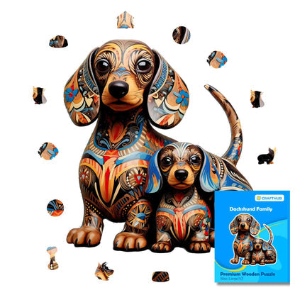 Familia Dachshund - Rompecabezas de Madera