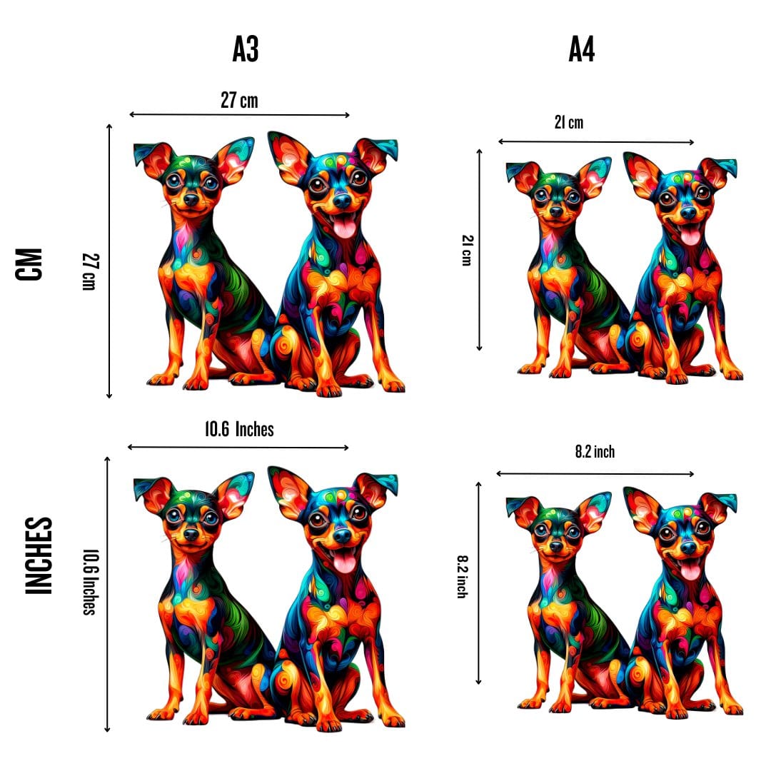 Pinscher Miniatura Gemelo - Rompecabezas de Madera