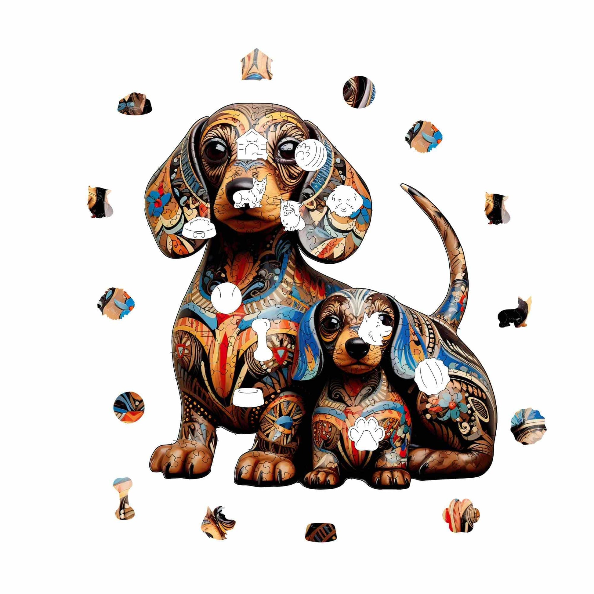Familia Dachshund - Rompecabezas de Madera