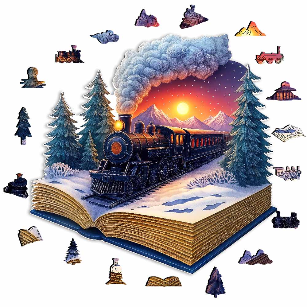 Animal Jigsaw Puzzle > Wooden Jigsaw Puzzle > Jigsaw Puzzle A5 The Winter Train - Jigsaw Puzzle