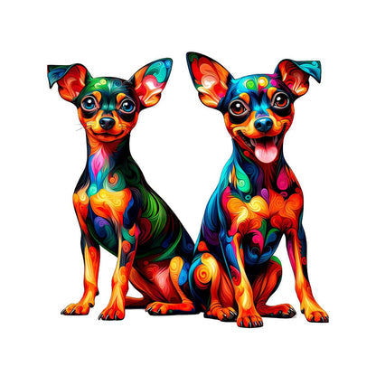 Pinscher Miniatura Gemelo - Rompecabezas de Madera