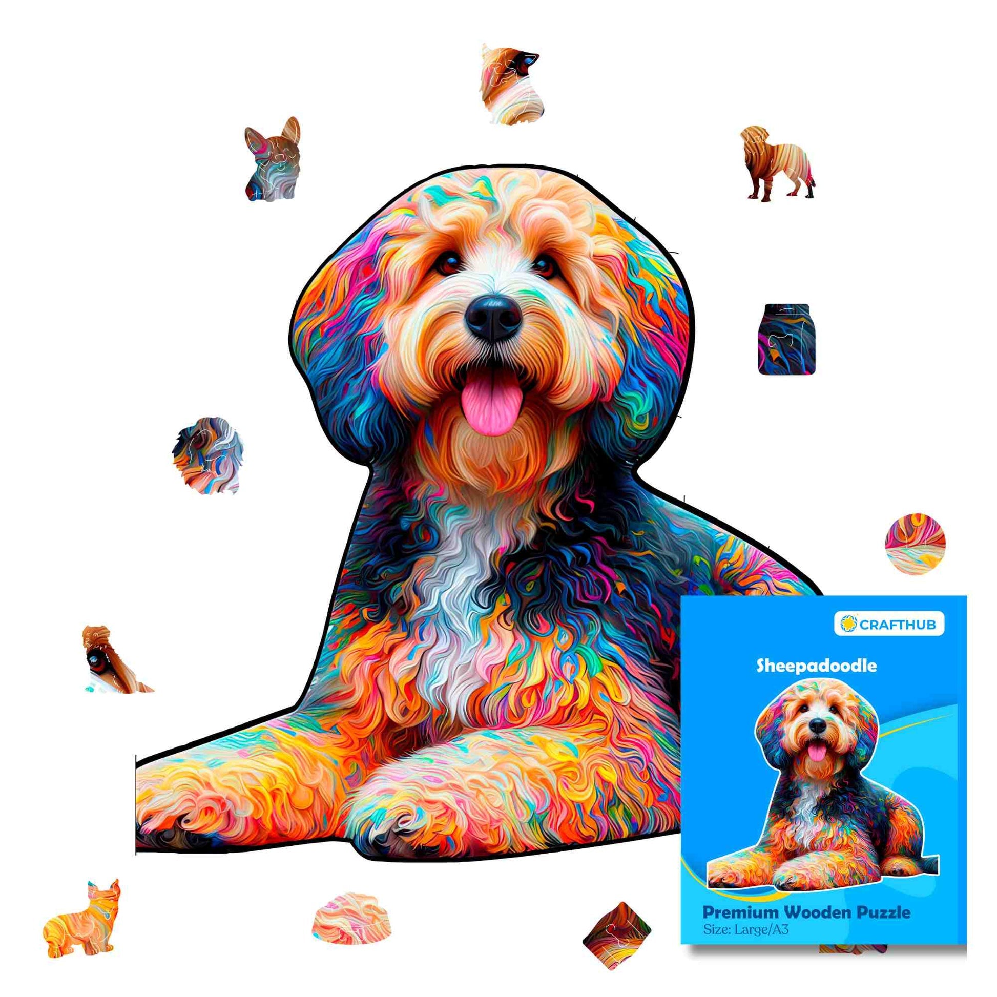 Sheepadoodle - Rompecabezas de Madera